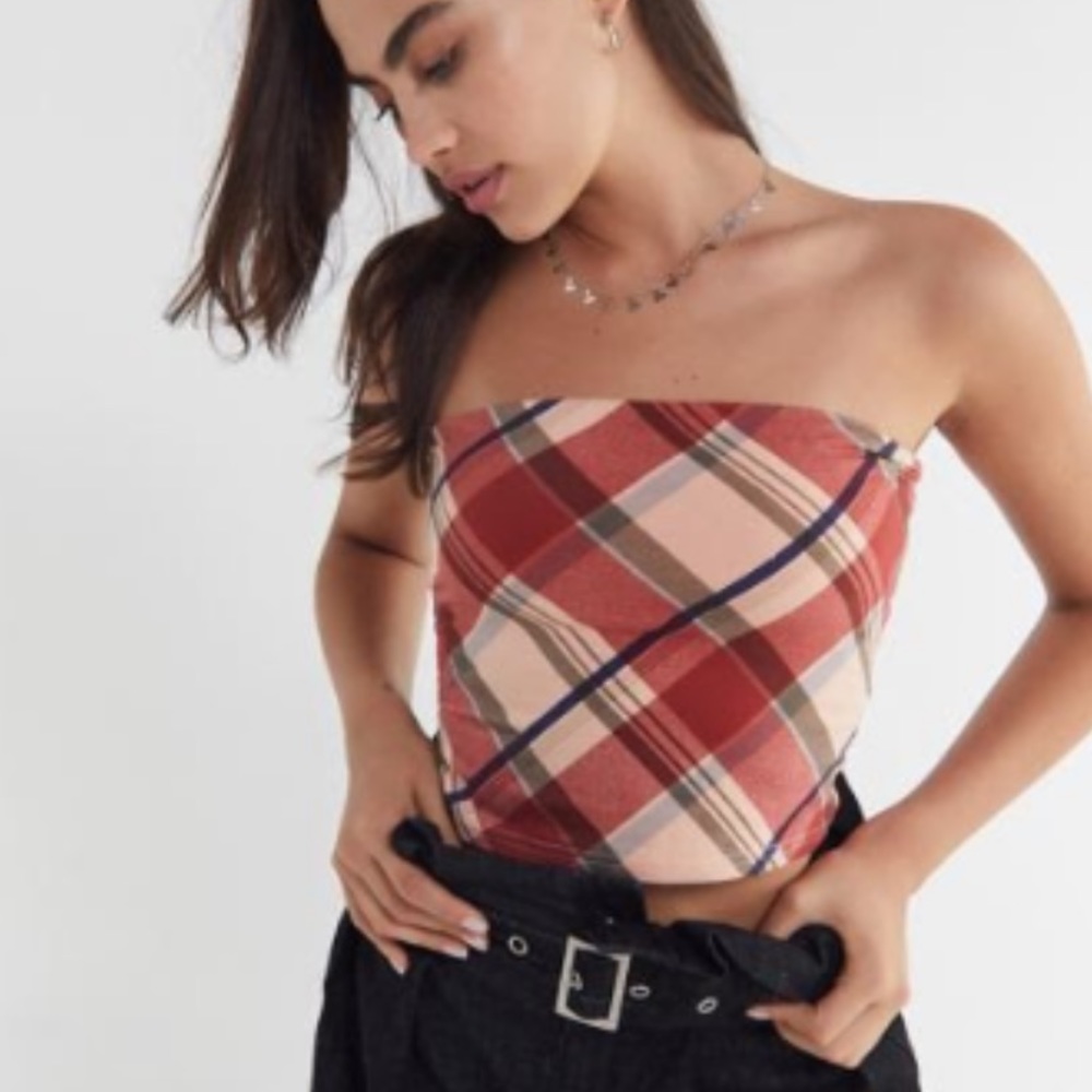 Urban Outfitters Silence + Noise Tal plaid tube top